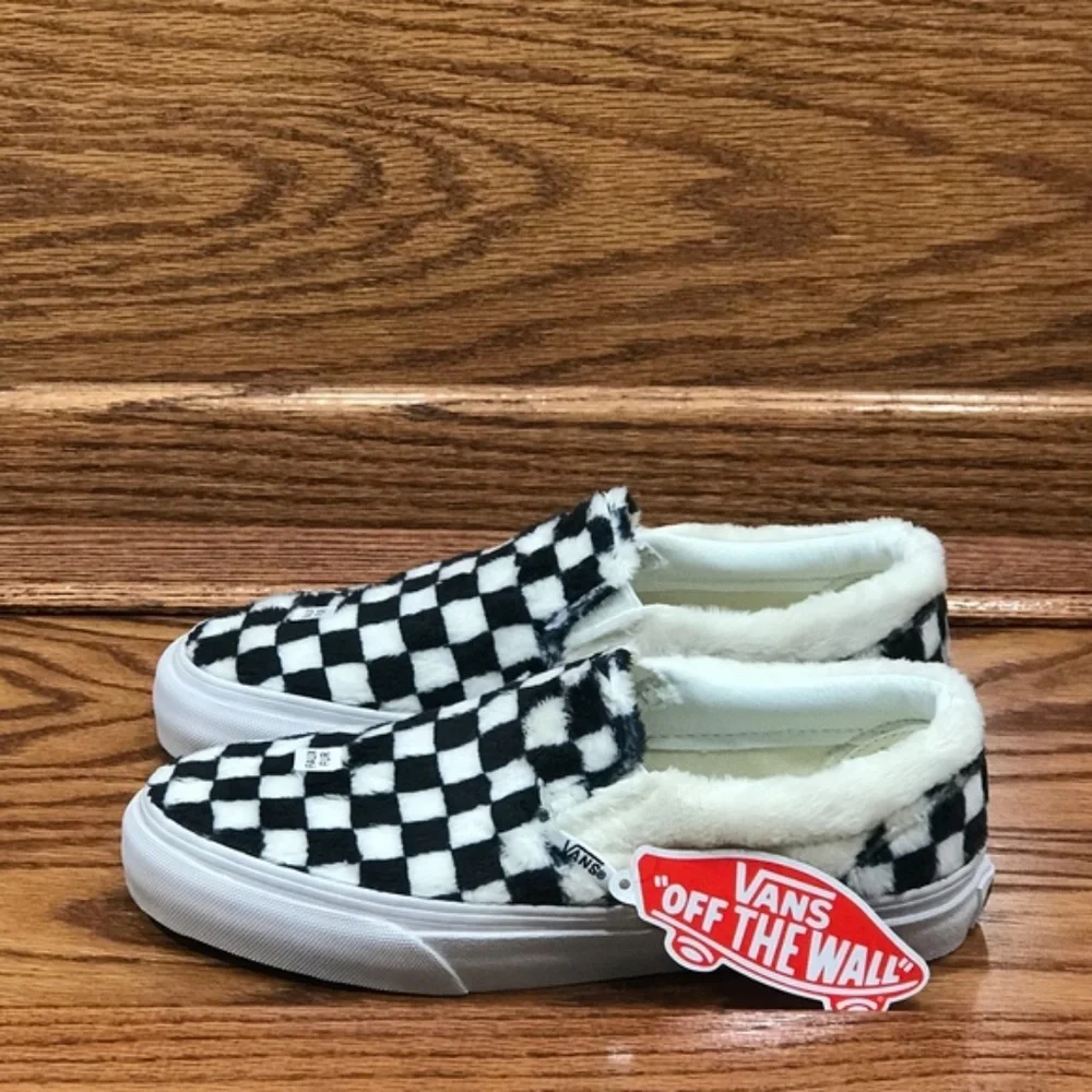 Vans Classic Slip‎ On Sherpa Checkerboard Blanc Shoes